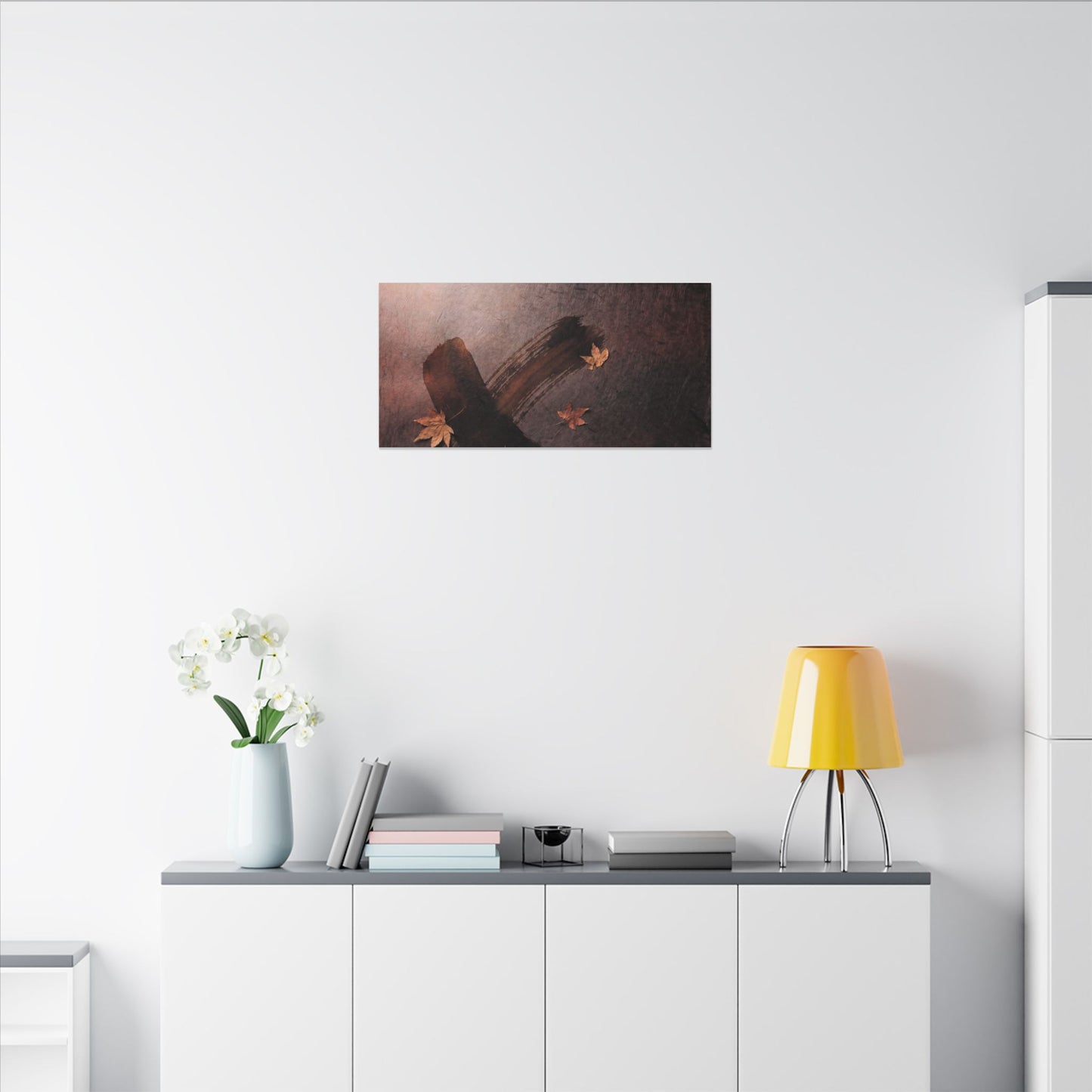 Moody Ink Brushstroke Canvas Art - Moody Minimal Dark Japandi
