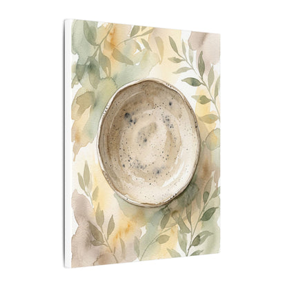 Ceramic Bowl Watercolor Canvas Art | Warm Japandi Art