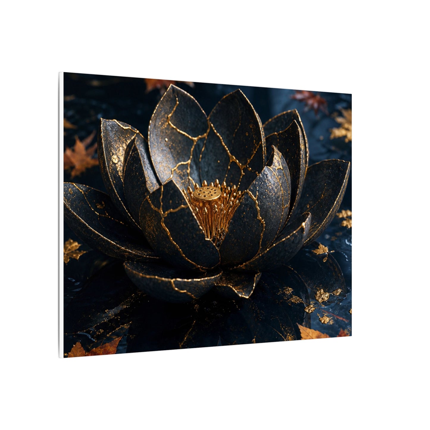 Moonlight Lotus Flower Canvas Art - Kintsugi Fukinsei