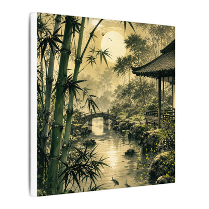 Moonlit Garden Sumi E Canvas Art | Calm Zen Art