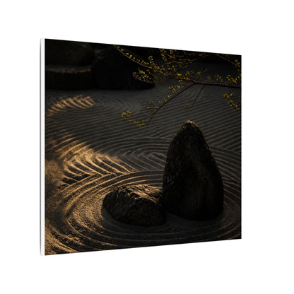 Ma Rock Garden Canvas Art - Dark Japandi Shadow Zen