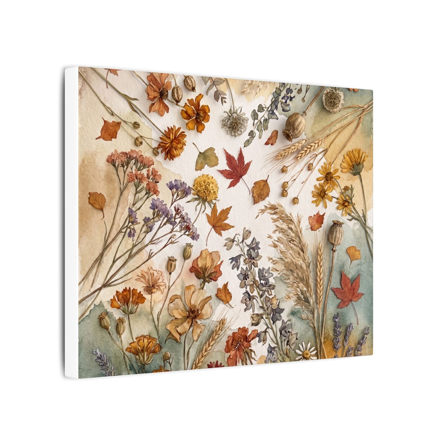 Dried Flowers Canvas Art | Autumn Japandi Watercolor Art