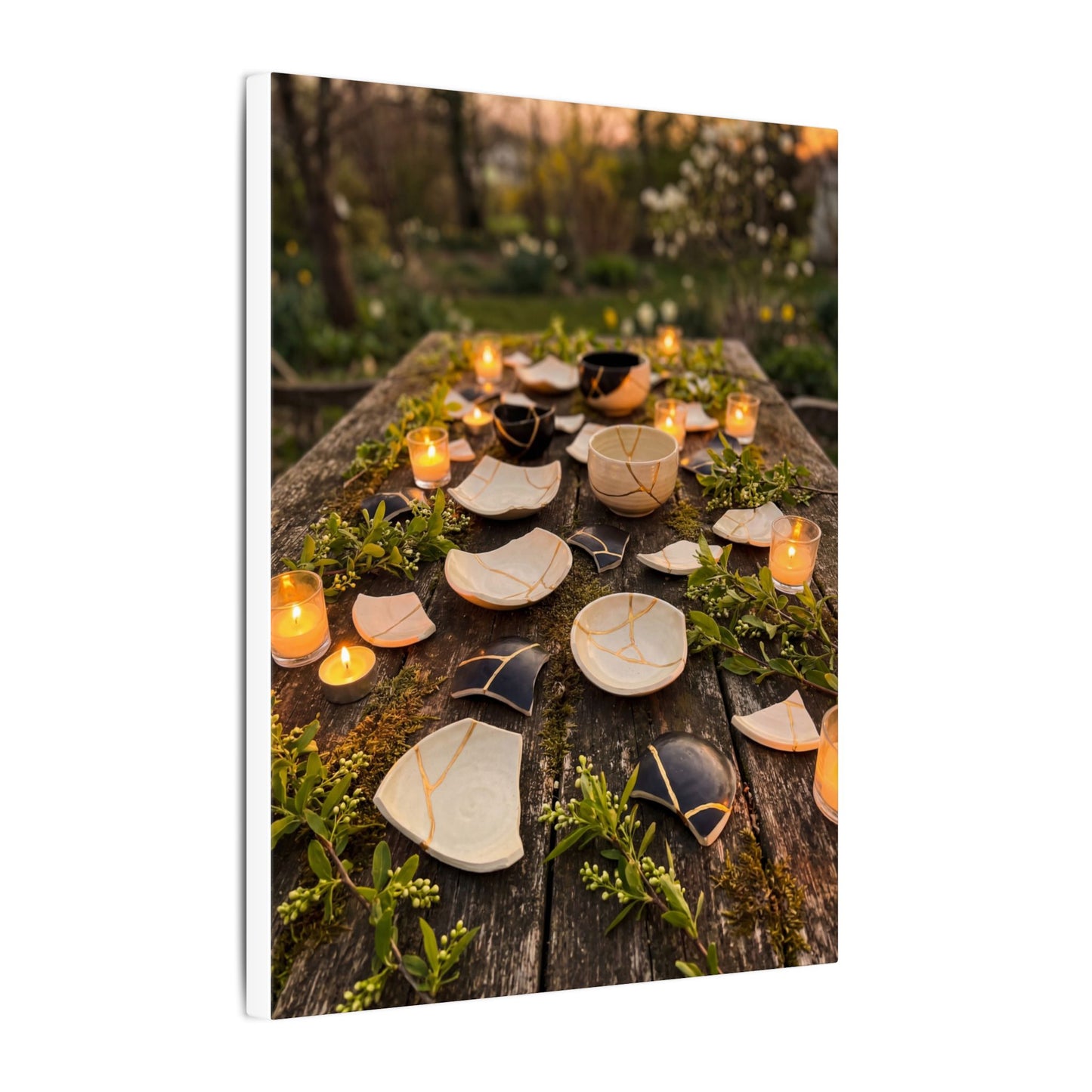 Broken Pottery Spring Canvas Art | Kintsugi Beautiful Design