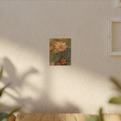 Autumn Lotus Flower Herbarium Canvas Art | Rustic Decor