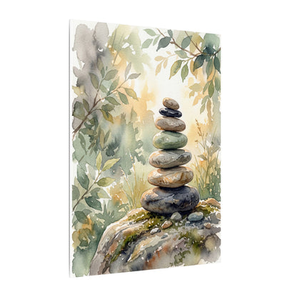 Golden Hour River Stones Canvas Art - Japandi Mono No Aware