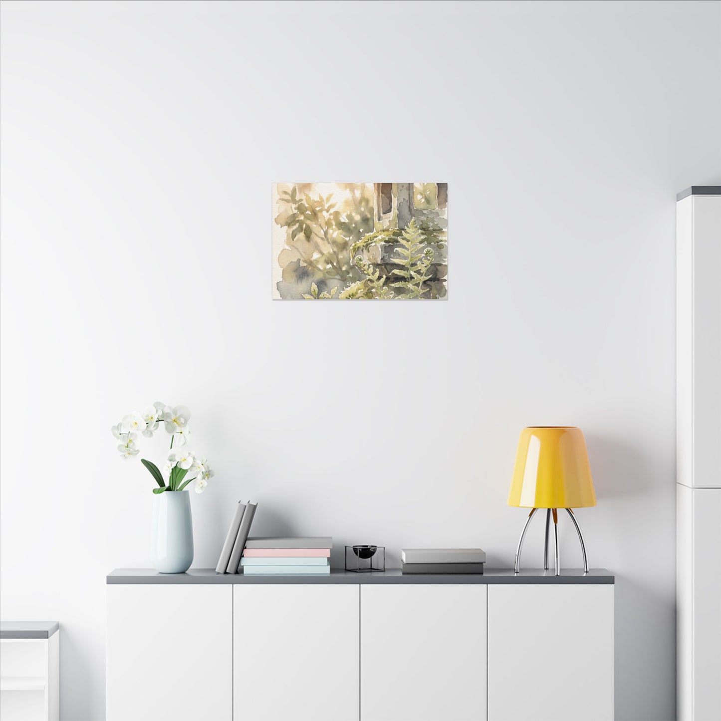 Earthy Stone Lantern Canvas Art - Watercolor Japandi