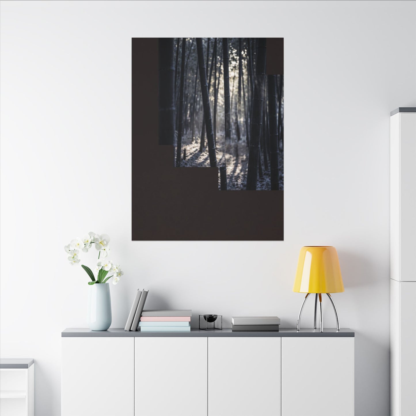 Bamboo Grove Canvas Art | Winter Dark Japandi Moody Minimal Art