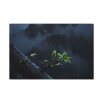Moonlight Mountain Mist Canvas Art - Dark Japandi Kanso