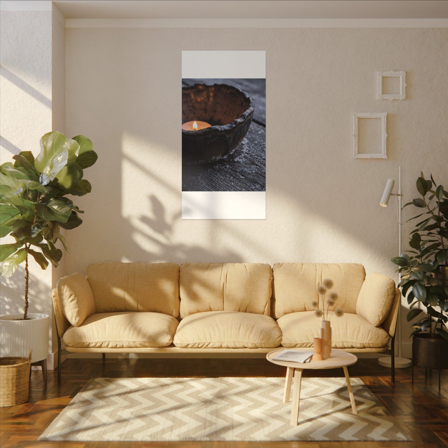 Atmospheric Ceramic Bowl Canvas Art - Moody Minimal Dark Japandi