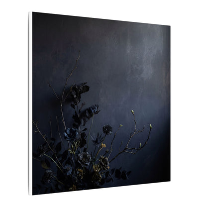 Dried Flowers Spring Canvas Art | Dark Japandi Moody Design
