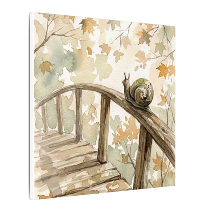 Wooden Bridge Canvas Art | Autumn Japandi Watercolor Art