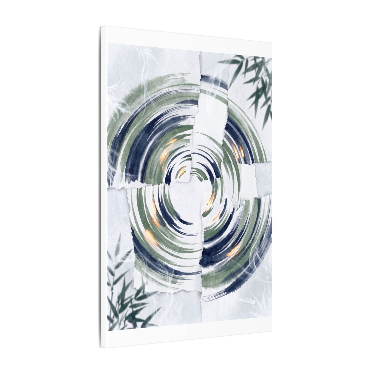 Winter Water Ripple Sumi E Canvas Art | Peaceful Decor
