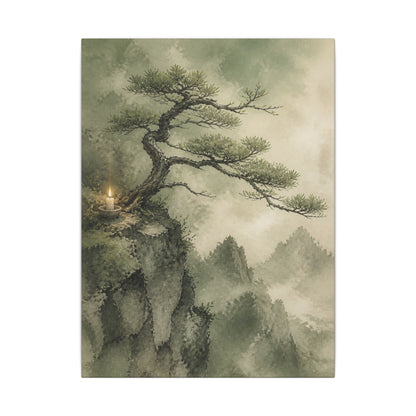 Candlelight Pine Tree Canvas Art - Japandi Kanso