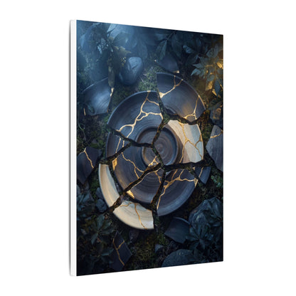Resilient Broken Pottery Canvas Art - Gold Vein Kintsugi