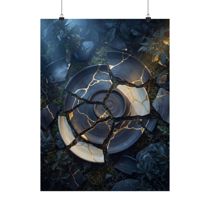 Summer Broken Pottery Gold Vein Wall Art Print | Philosophical Decor Art Print