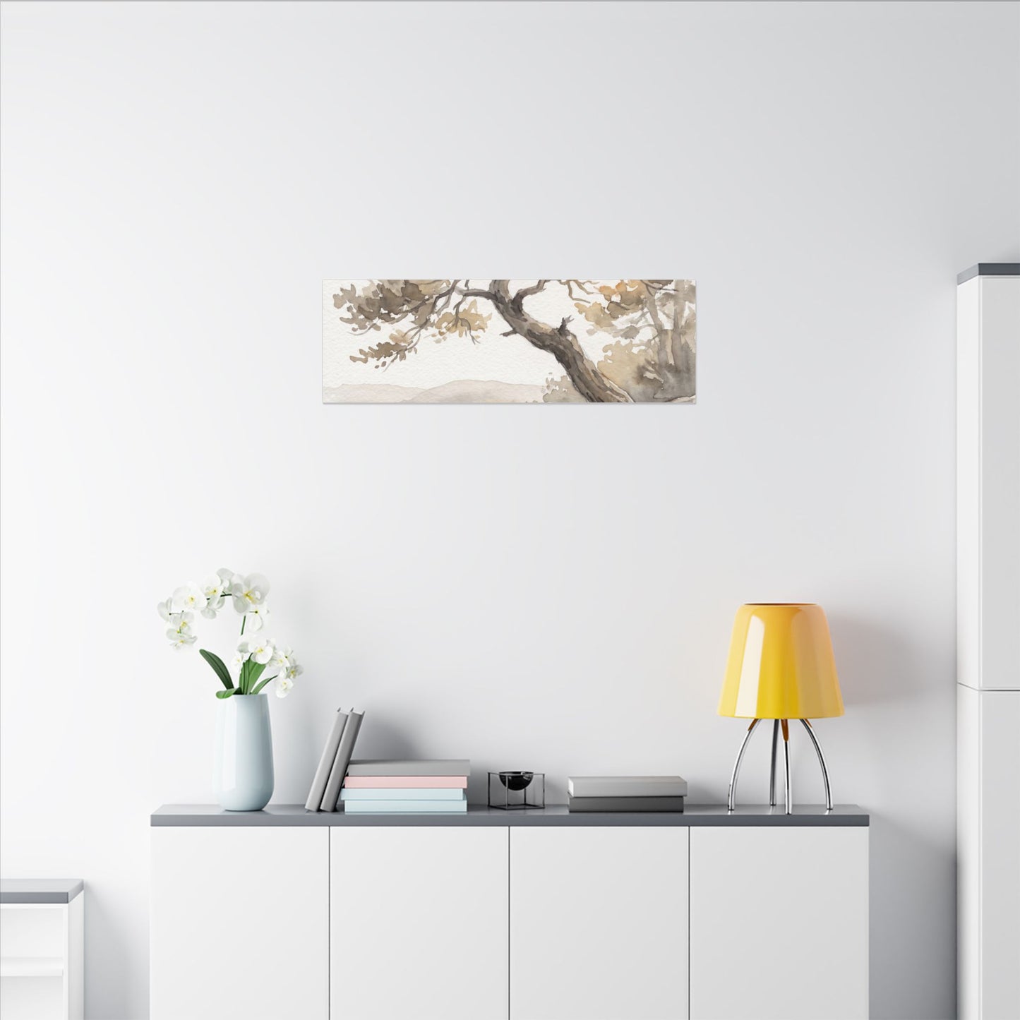 Pine Tree Watercolor Canvas Art | Elegant Japandi Art