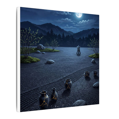 Kintsugi Moonlit Garden in Moonlight | Gold Repair Canvas Art