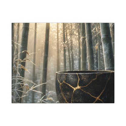 Fukinsei Bamboo Grove Canvas Art - Kintsugi Gold Repair