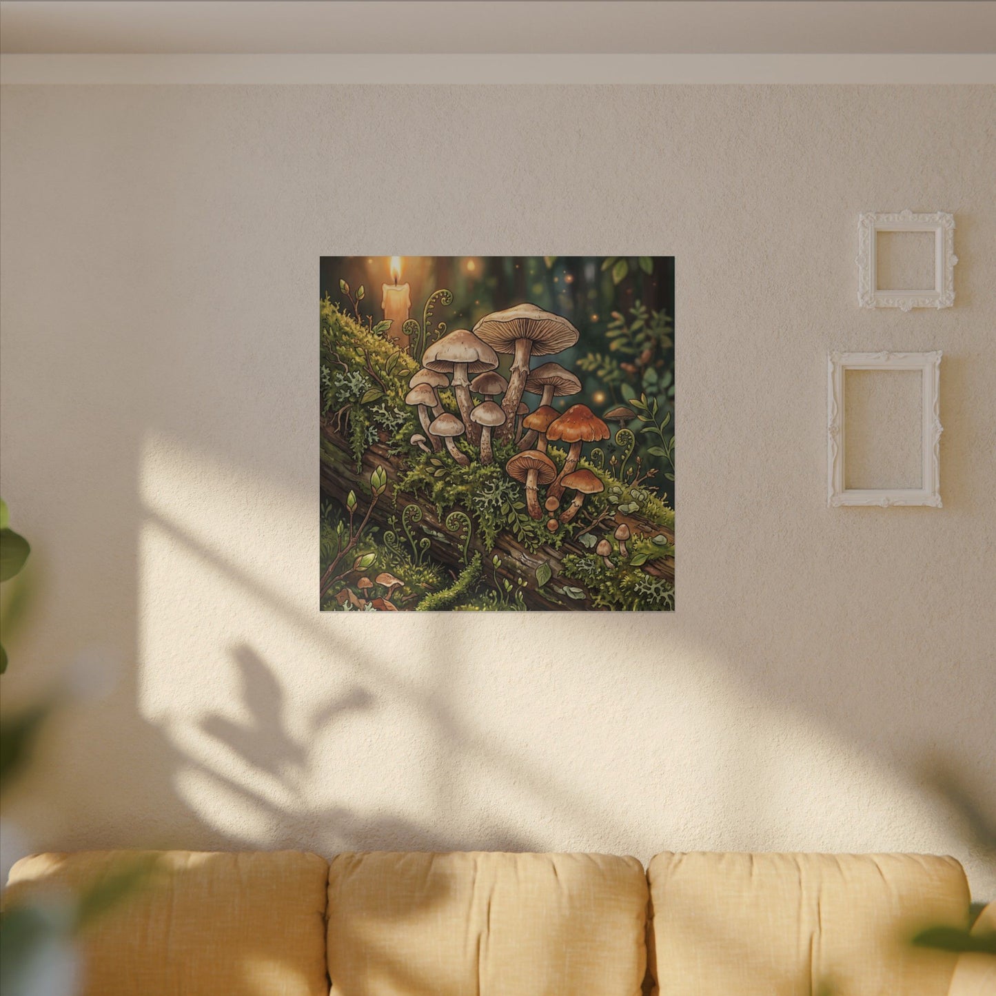 Spring Wild Mushrooms Herbarium Canvas Art | Rustic Decor