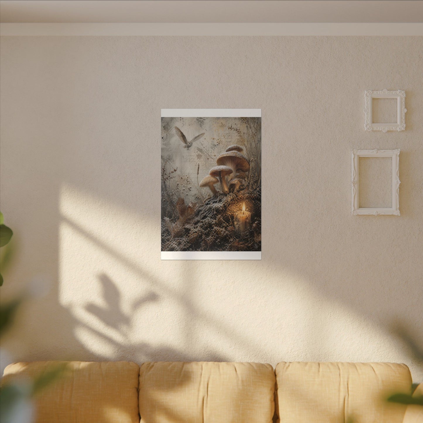 Wild Mushrooms Texture Canvas Art | Elegant Japandi Art