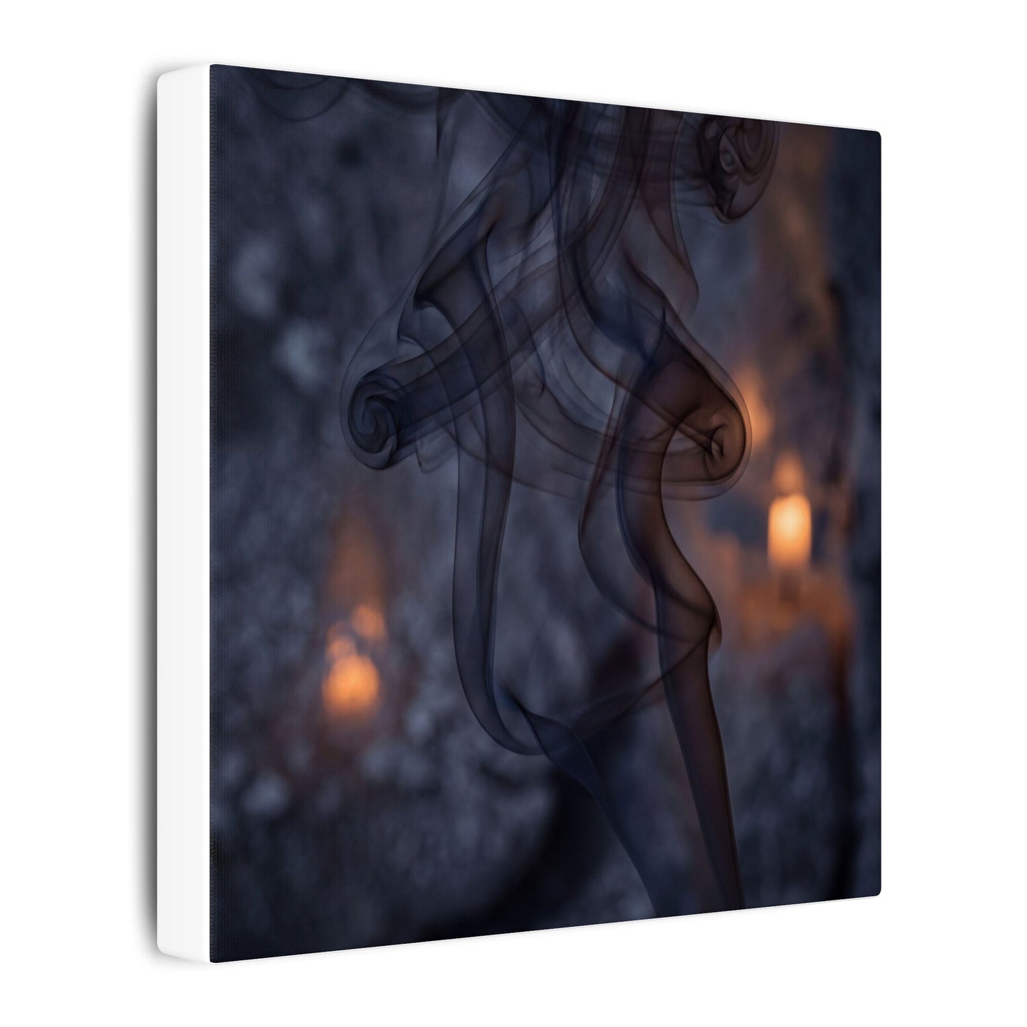 Incense Smoke Winter Canvas Art | Dark Japandi Sophisticated Design
