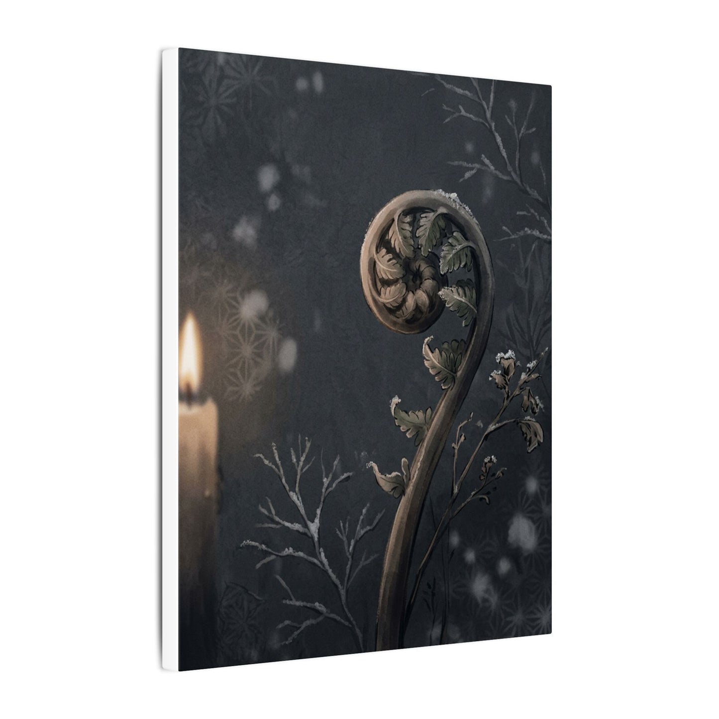 Candlelight Fern Unfurling Canvas Art - Japandi Ma