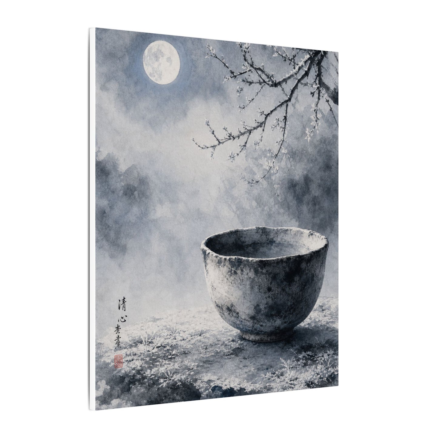 Seijaku Ceramic Bowl Canvas Art - Zen Sumi E