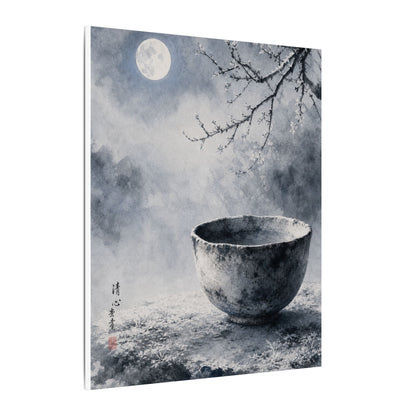 Seijaku Ceramic Bowl Canvas Art - Zen Sumi E