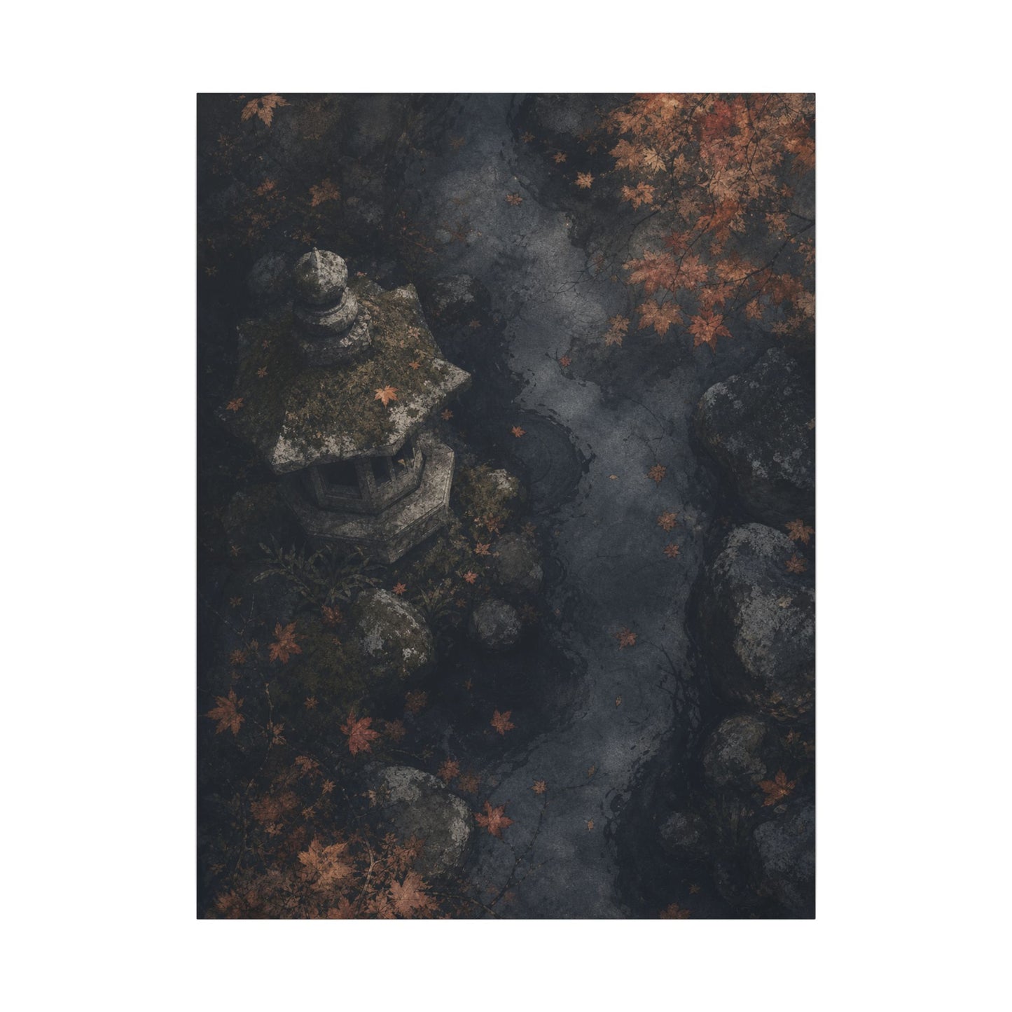 Stone Lantern Canvas Art | Autumn Japandi Texture Art