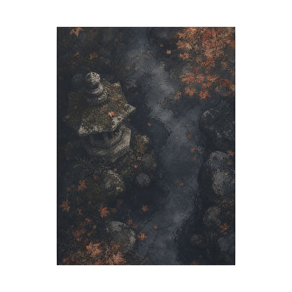 Stone Lantern Canvas Art | Autumn Japandi Texture Art