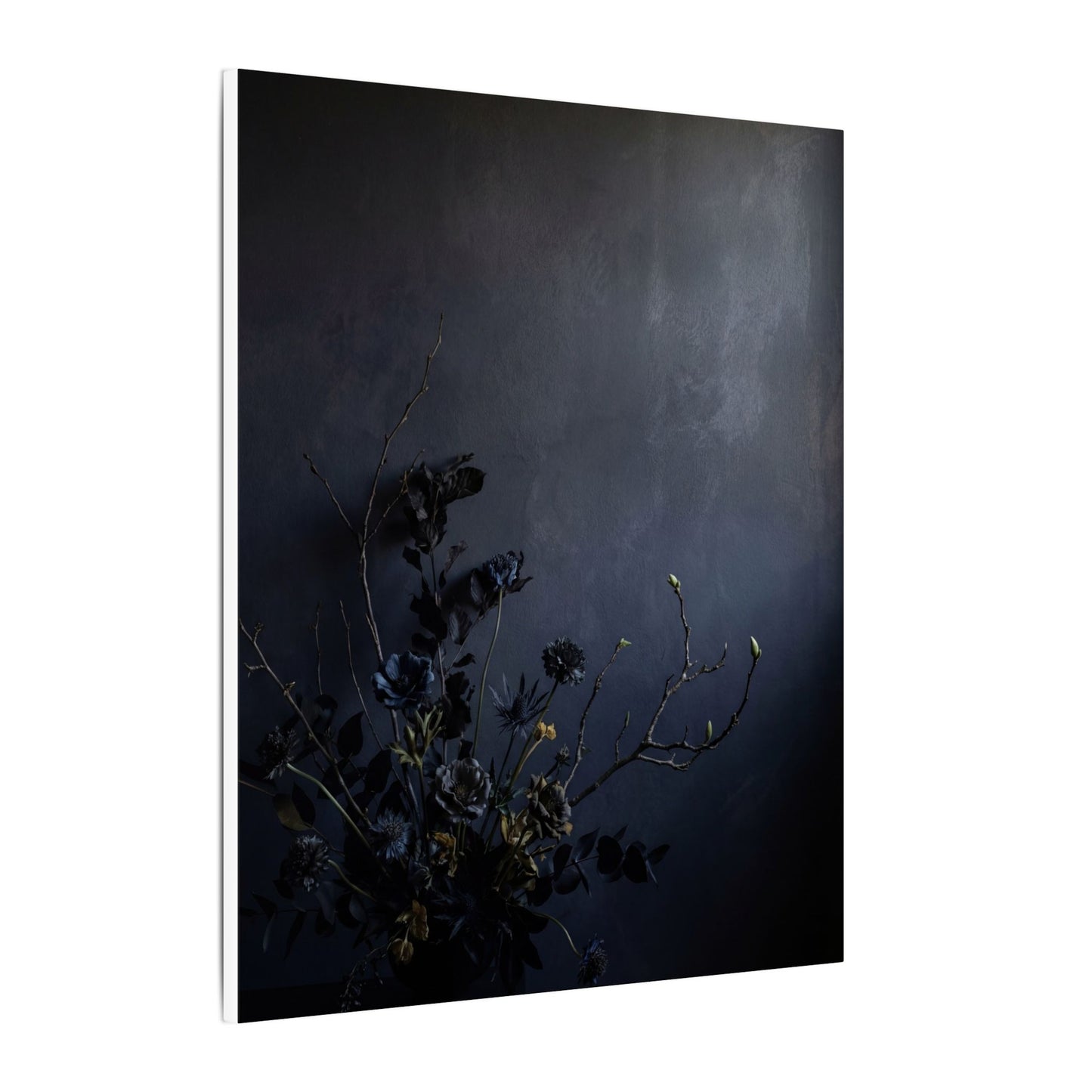 Dried Flowers Spring Canvas Art | Dark Japandi Moody Design