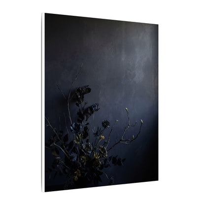 Dried Flowers Spring Canvas Art | Dark Japandi Moody Design