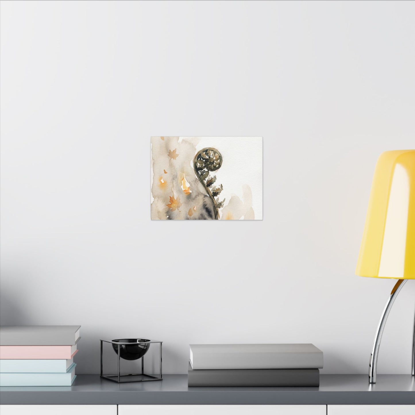 Fern Unfurling Watercolor Canvas Art | Earthy Japandi Art