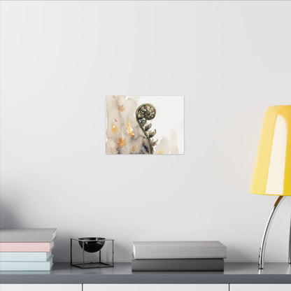 Fern Unfurling Watercolor Canvas Art | Earthy Japandi Art