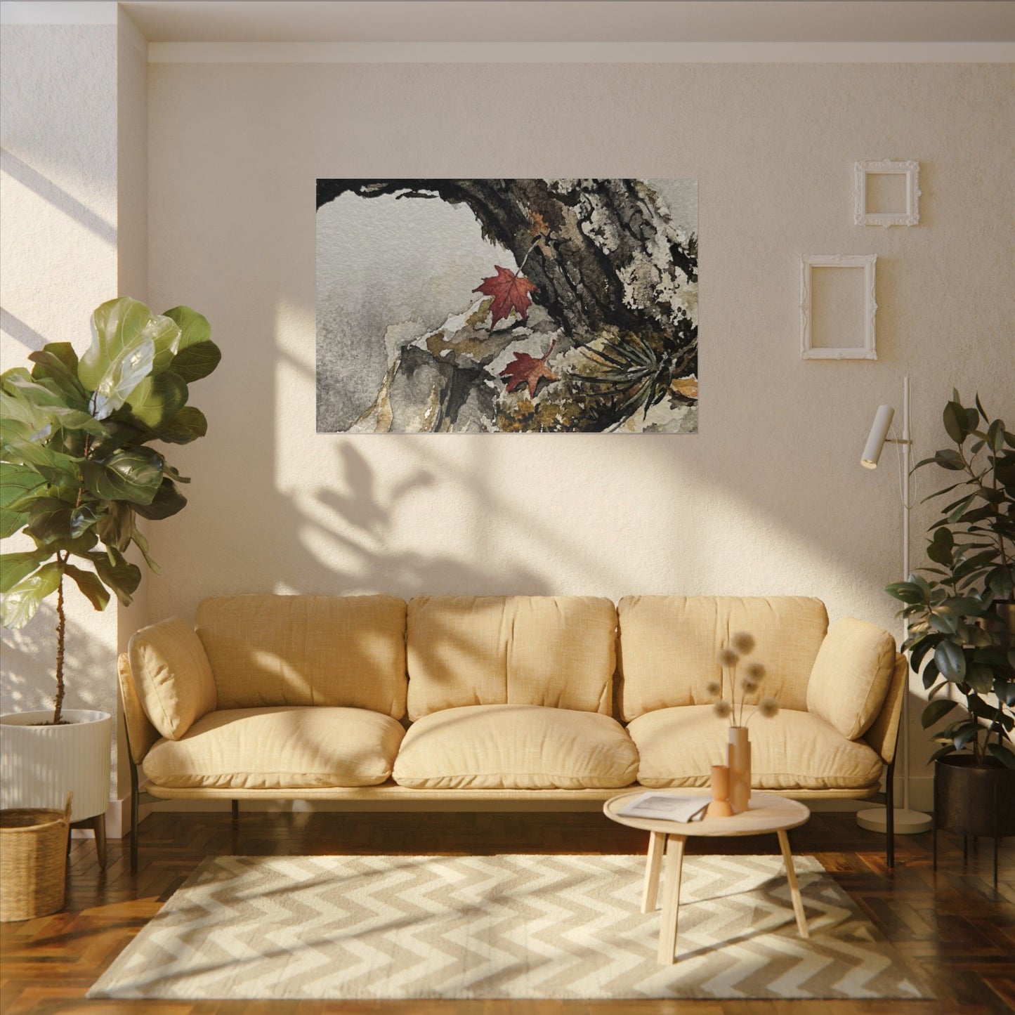 Pine Tree Autumn Canvas Art | Japandi Earthy Design