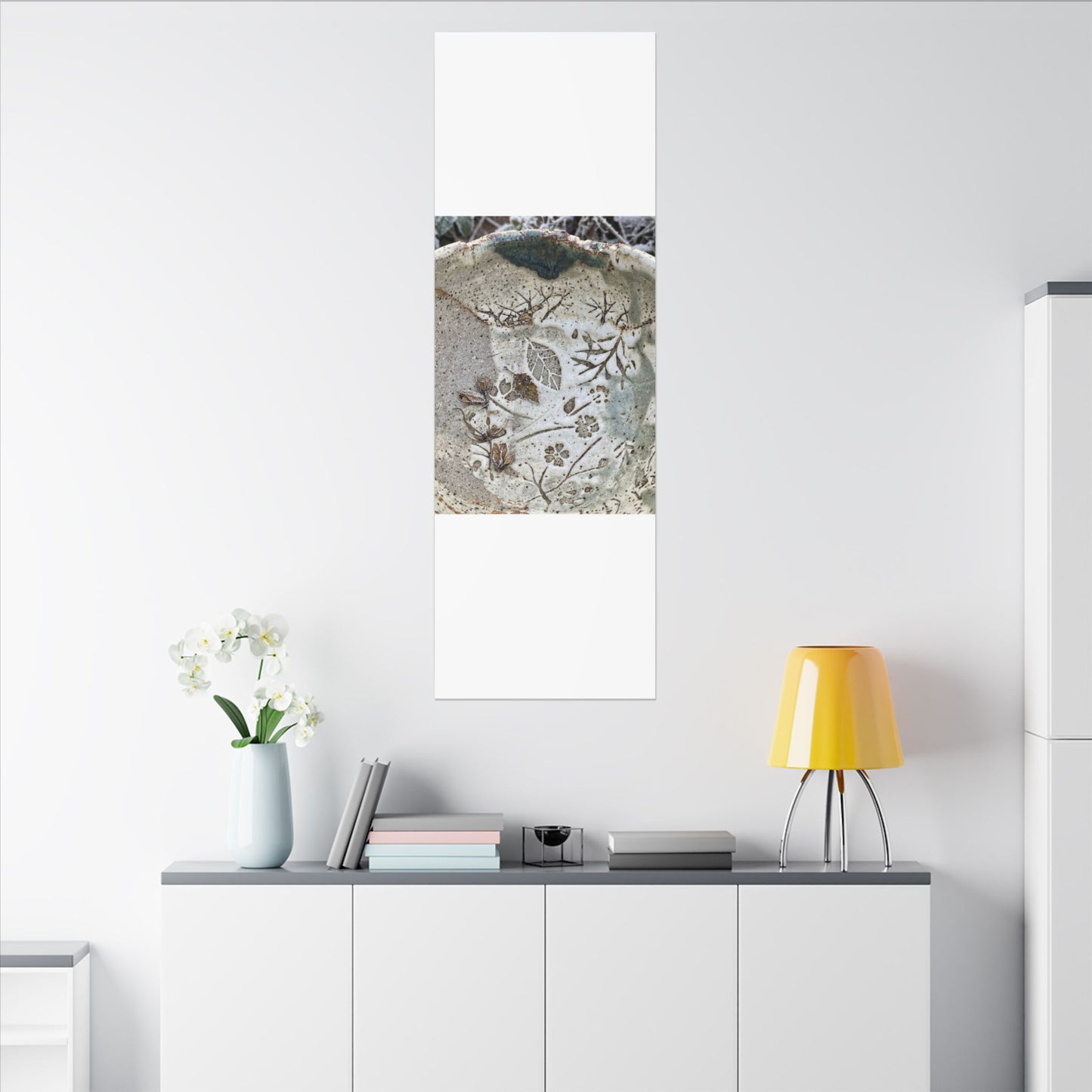 Ceramic Bowl Winter Canvas Art | Japandi Earthy Design