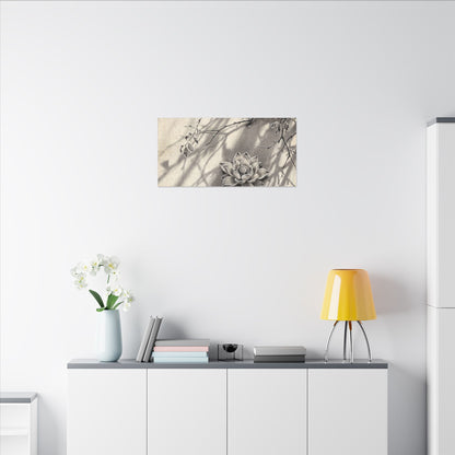Winter Lotus Flower Sumi E Canvas Art | Contemplative Decor