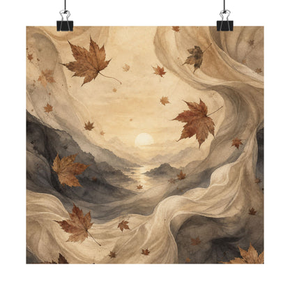 Silk Drape Wall Art Print | Autumn Japandi Watercolor Art