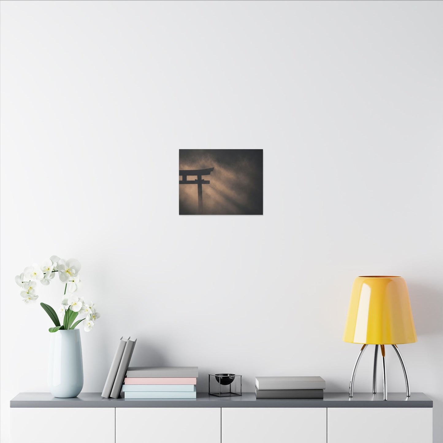Torii Gate Shadow Zen Canvas Art | Bold Dark Japandi Art