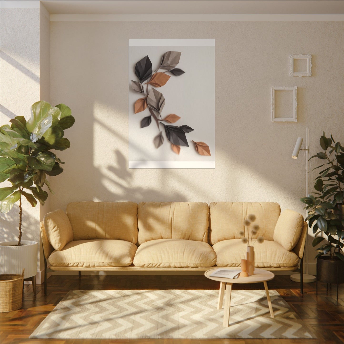 Paper Fold Autumn Canvas Art | Japandi Earthy Design