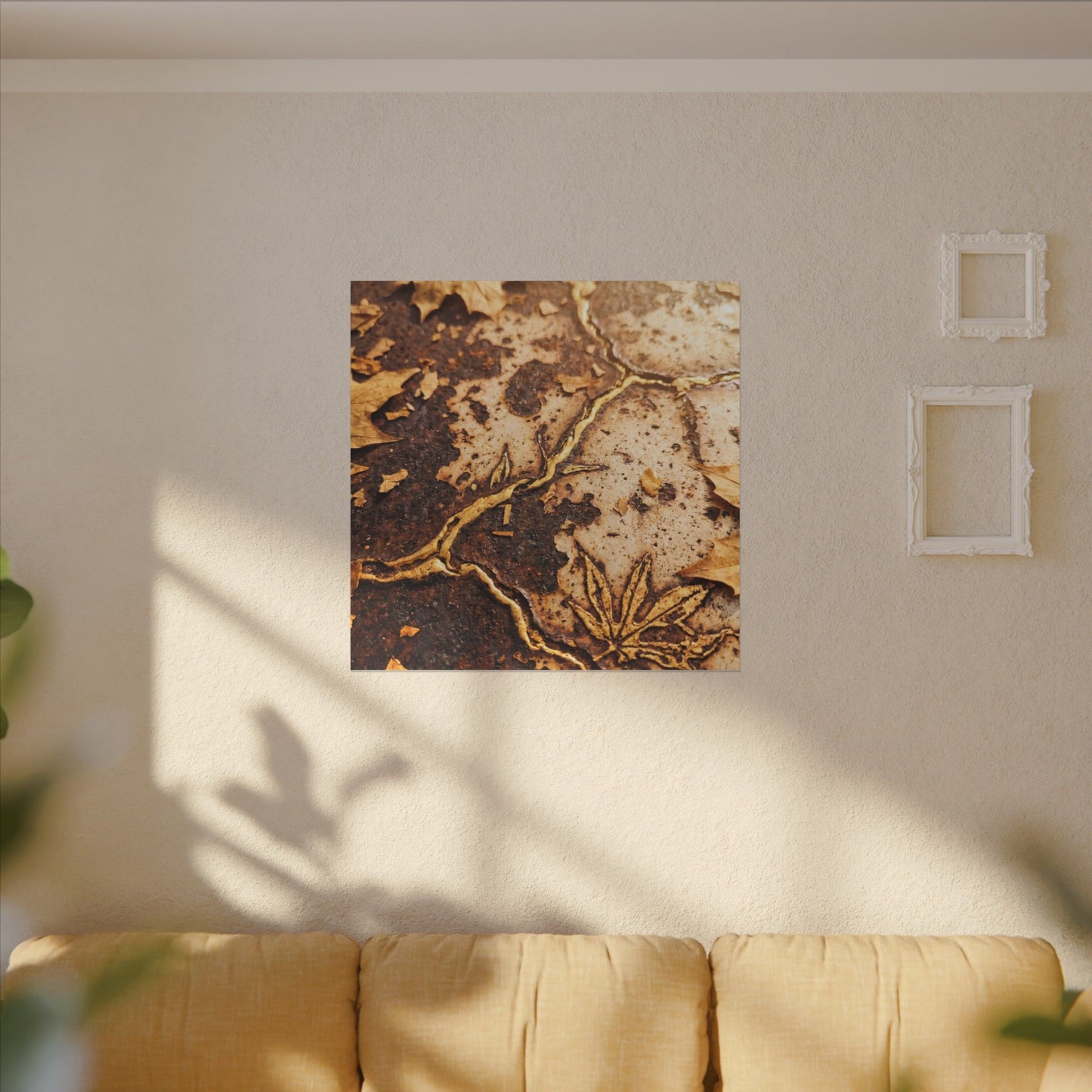 Kintsugi Rust Patina in Golden Hour | Gold Vein Canvas Art