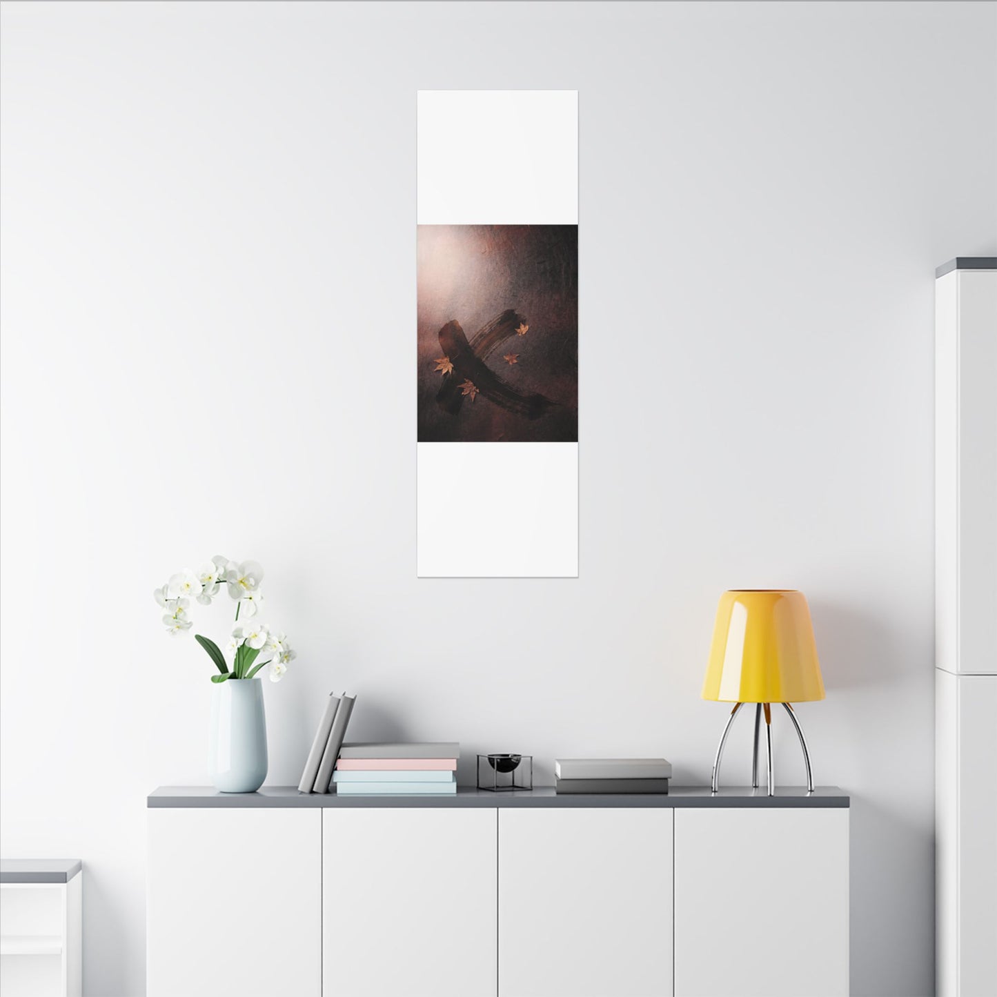 Moody Ink Brushstroke Canvas Art - Moody Minimal Dark Japandi