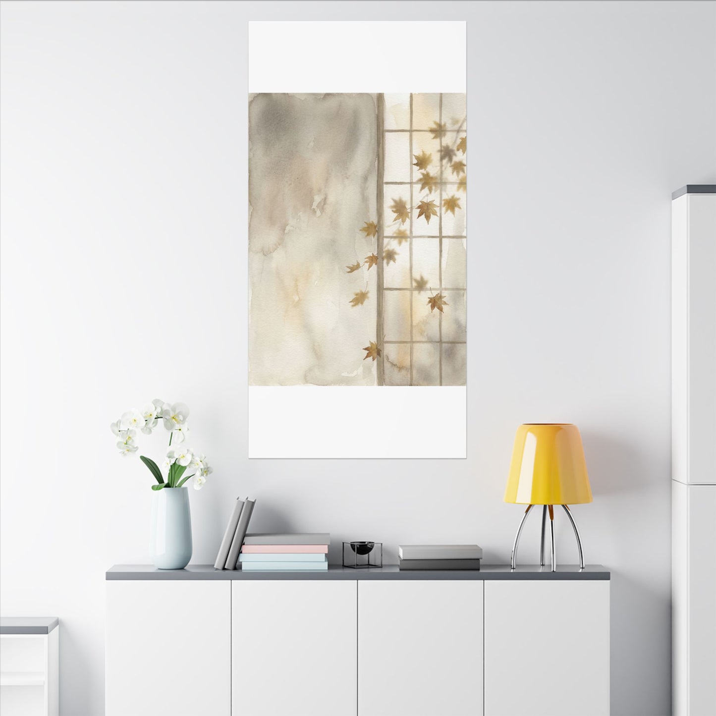 Warm Shoji Screen Canvas Art - Watercolor Japandi