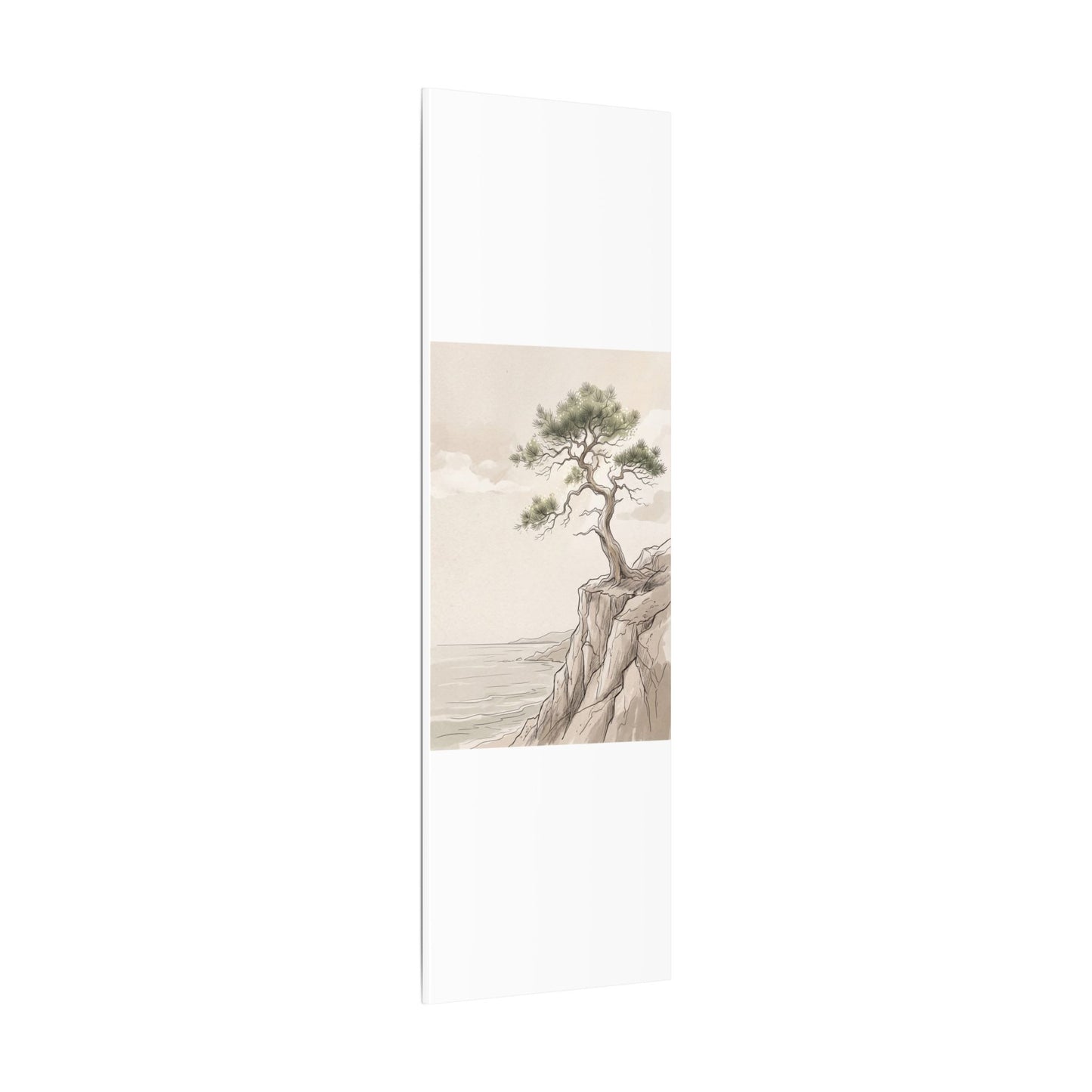 Japandi Pine Tree in Dappled | Minimal Line Canvas Art