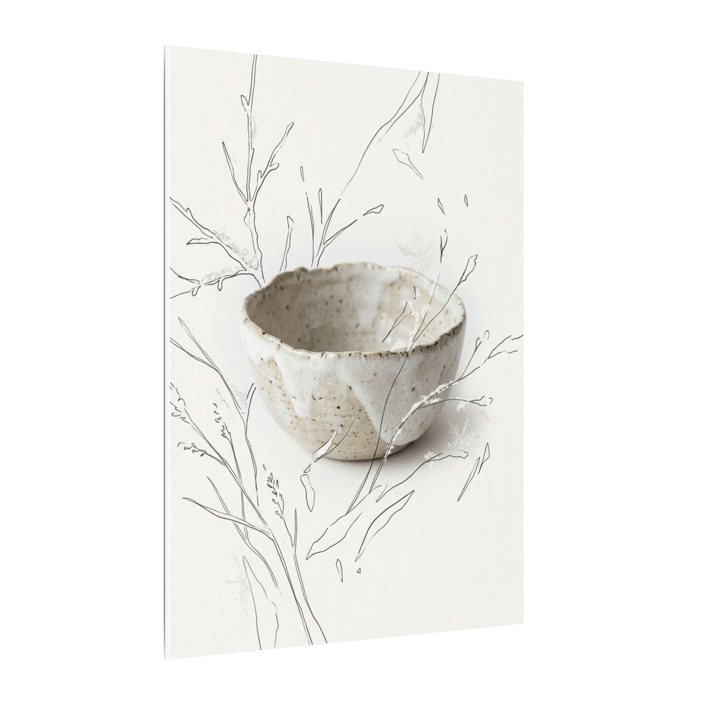 Neutral Ceramic Bowl Canvas Art - Minimal Line Japandi