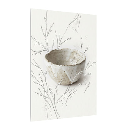 Neutral Ceramic Bowl Canvas Art - Minimal Line Japandi