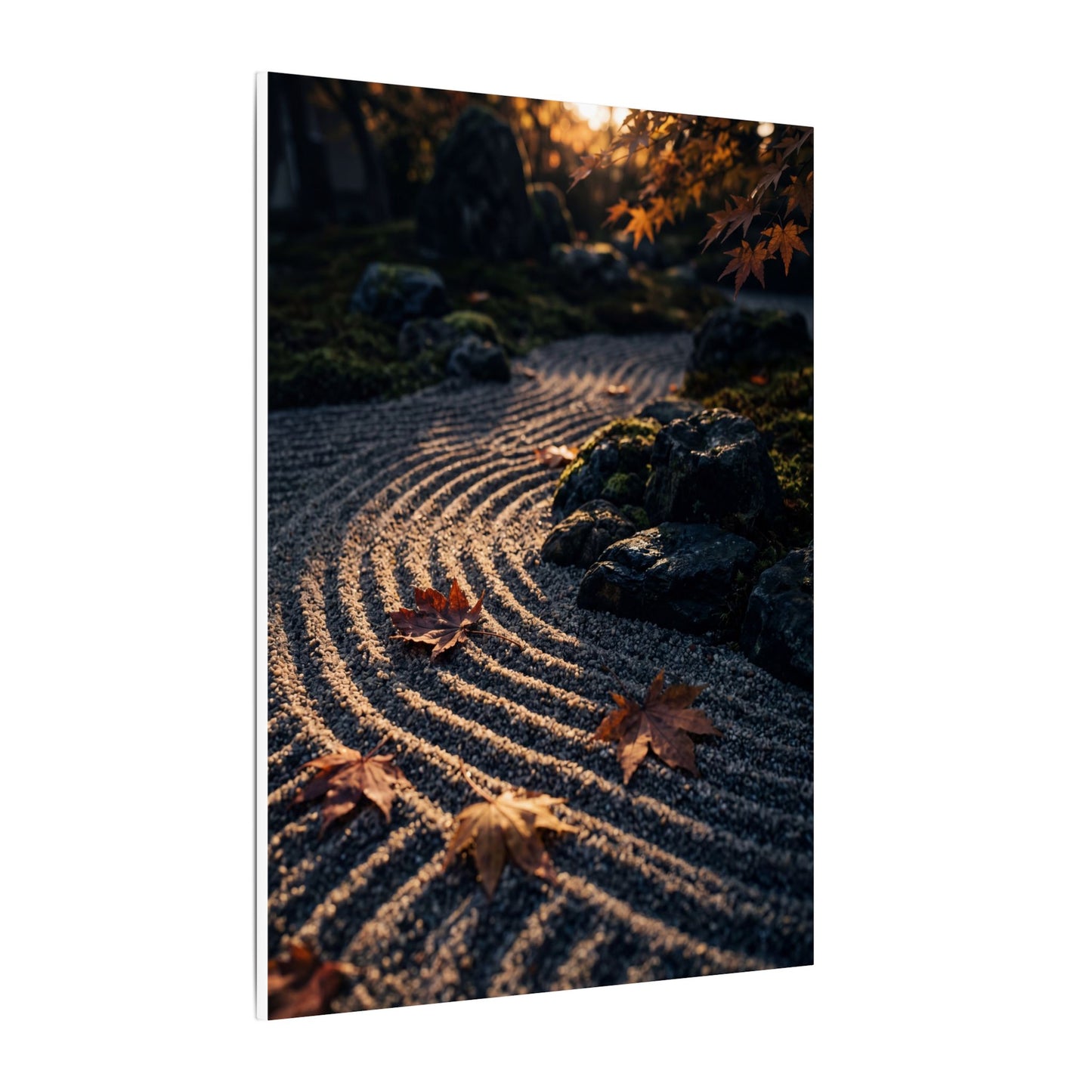 Rock Garden Moody Minimal Canvas Art | Bold Dark Japandi Art