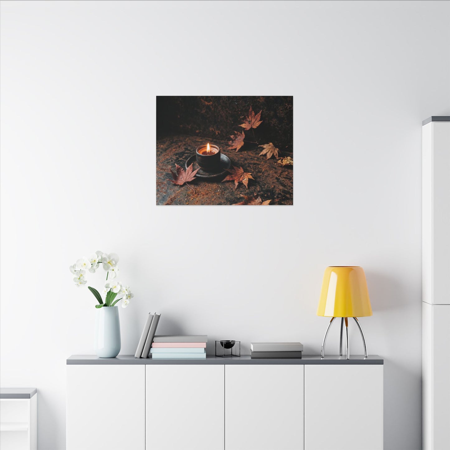 Dark Japandi Rust Patina in Candlelight | Shadow Zen Canvas Art