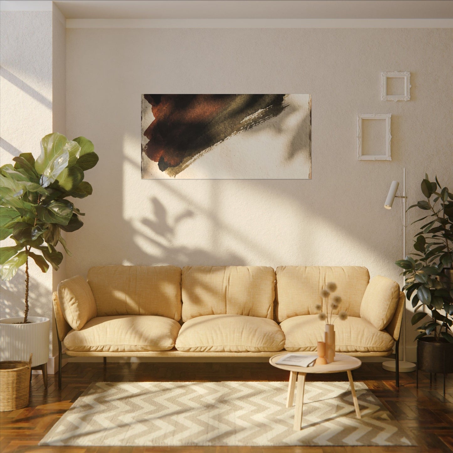 Ink Brushstroke Canvas Art | Summer Dark Japandi Moody Minimal Art