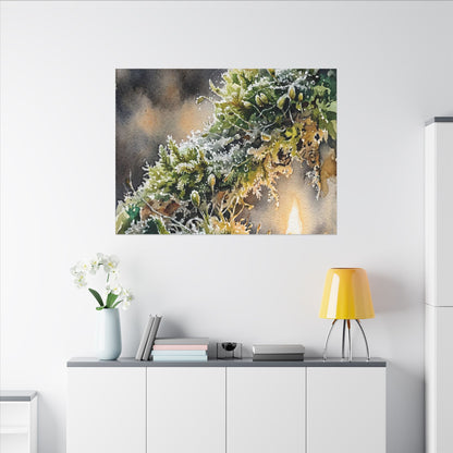 Winter Moss Close Up Watercolor Canvas Art | Neutral Decor